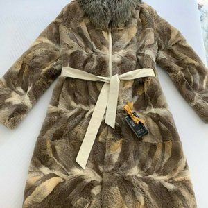 New Natural REAL Fox Fur Coat with Fox fur Collar